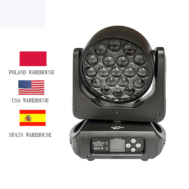 EU Stock19X15W RGBW ZOOM High Quality Aura Zoom LED Moving Head Wash Light DMX Stage Lighting