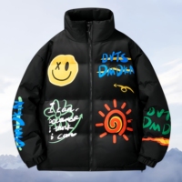 Doudoune Homme Personnalisable avec Logo, Nouvelle Tendance Hiver, Doudoune Imprimée Ample, Col Montant, Veste Chaude pour Couple