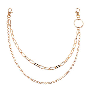 Chaîne de taille double couche dorée pour pantalon, design géométrique, style punk, hip-hop, rock, boîte de nuit, en alliage de zinc - Product Image 5