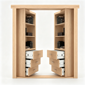 <span class=keywords><strong>Porte</strong></span> Murphy invisible en bois massif et contreplaqué avec étagère dissimulée, taille personnalisée, surface finie pour la décoration de la maison, de l'hôtel et de la cuisine - Product Image 2