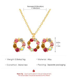 Mode féminine Ins couleur diamant ensemble de bijoux Occasion de mariage comprend circulaire pendentif collier boucle d'oreille personnalité tempérament - Product Image 6