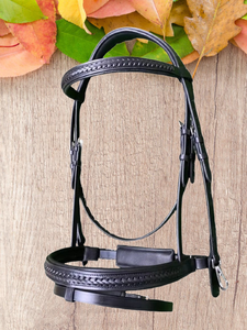 Brida para Caballo de Alta Calidad con Banda Nasal Elevada y Diadema con Ondas de Perlas - Product Image 3