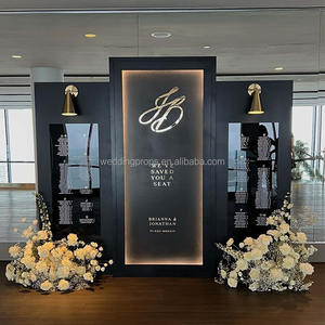 婚礼拱门背景黑色亚克力镜子名单座位表活动用品装饰背景 - Product Image 1