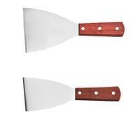 Spatule à steak pour plancha en acier inoxydable, spatule à pizza et racloir à barbecue en bois pour plancha, barbecue et surface plane