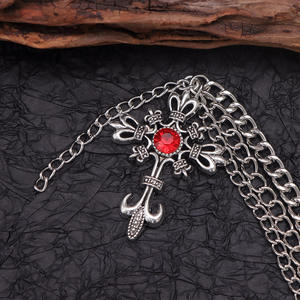 European American Fashion Multi Layer Shoe <b>Chain</b> Ruby Cross Pendant Hip Hop Cool Martin <b>Boot</b> Accessory Unisex - Product Image 3