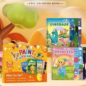 Cheap Custom Wholesale High Quality Spiral Hard Cover Cardboard <b>Animal</b> Theme Kids Coloring Books Built-in Paint Palette - Product Image 1
