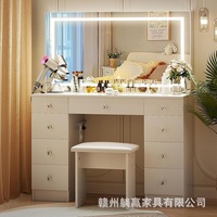 Coiffeuse de maquillage française à rabat, table de toilette extensible avec commode, console de rangement pour chambre à coucher