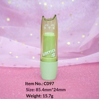 Tubos de Lápiz Labial Cosmético Vacíos, Sin Pedido Mínimo, Listos para Enviar, Diseño de Gato de Té Verde de Dibujos Animados, Color Rosa Bonito, 12.1mm, Tubo de Lápiz Labial Bonito en Stock