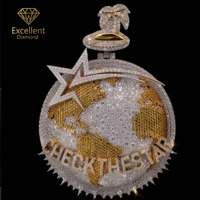 Colgante Esférico de Moissanita de Plata 925 de Lujo, Personalizado, Diseño 3D Hip-hop, Joyería Urbana para Hombre, Venta al Por Mayor