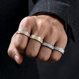 <b>Titanium</b> Steel <b>Ring</b> With Diamond Pave Setting For Wedding Unisex Fashion Jewelry - Product Image 2