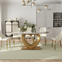 Table à manger rectangulaire de luxe moderne en pierre frittée pour 6 personnes, design VOXHOME USA, en stock, livraison directe