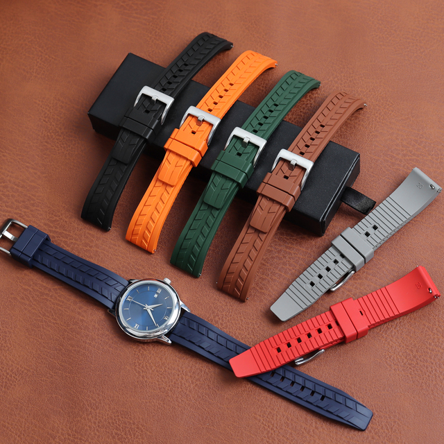 Premium Quick Release Silicone Waterproof Soft Rubber Replacement Watch Straps Luxury Sport Custom Logo FKM Rubber Watch Strap