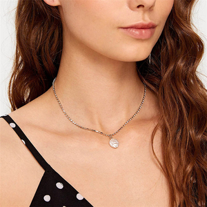 Trendz Fashion Ins Style blanc charme pendentif strass collier ras du cou femmes - Product Image 6