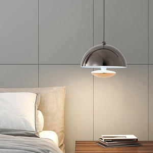 โคมไฟระย้าทรงรีสไตล์มินิมอลสมัยใหม่ สีครีม สำหรับห้องนอน ปรับความสูงได้ ควบคุมด้วยสวิตช์ ตัวโคมทำจากเหล็ก ไฟ LED ปรับความสว่างได้ - Product Image 1