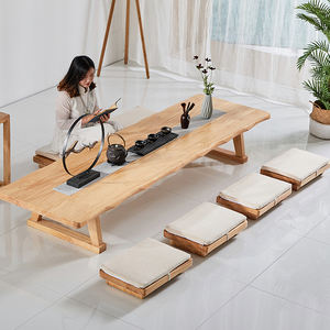 Tatami table basse assise table à thé longue baie vitrée style japonais table à thé kang Zen en bois massif grande - Product Image 1