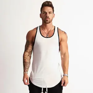 Canotte da uomo in bambù traspirante da palestra abbigliamento sportivo Casual canottiera a contrasto taglie S M L XL XL per Bodybuilding - Product Image 1