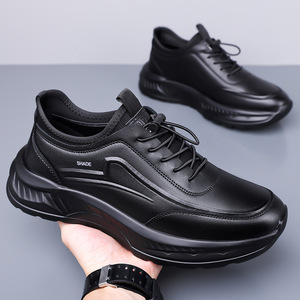 Chaussures décontractées pour hommes, doublées de polaire, en cuir souple, à talon bas, semelle en caoutchouc, confortables pour les loisirs - Product Image 4