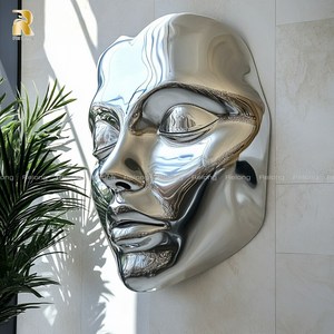 Arte astratta moderna in acciaio inox decorativo 3D <span class=keywords><strong>donna</strong></span> volto scultura parete statua - Product Image 4