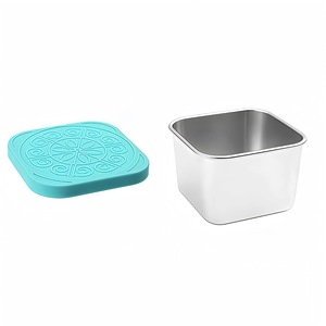 ACS02 Stainless Steel Sauce Cups With Silicone Lids <b>Stackable</b> Portable Leak Proof Bpa Free Square Small Size Single Compartment - Product Image 2
