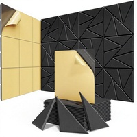 Panneaux acoustiques Roydaa autocollants en polyester haute densité 30x30x1 cm pour isolation phonique murale, idéaux pour studio à domicile et bureau - Noir