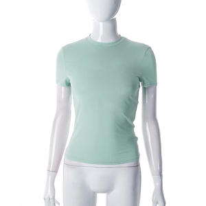 Maglietta a buon mercato Street Wear in poliestere con LOGO fatto da te estivo da <span class=keywords><strong>donna</strong></span> con stampa personalizzata in bianco e traspirante magliette bianche di base - Product Image 5