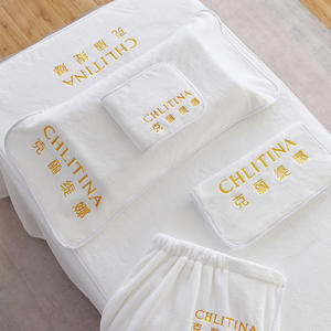 Réchauffeur de spa personnalisé pour serviettes <span class=keywords><strong>100x200</strong></span> <span class=keywords><strong>Serviette</strong></span> de spa en micro-fibre Serviettes de spa de salon en <span class=keywords><strong>microfibre</strong></span> avec logo brodé - Product Image 3