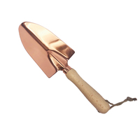 Set 2 pezzi Kit da giardinaggio Mini pala a mano in metallo e rastrello con manico in legno attrezzi da giardino in oro rosa