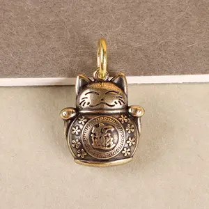 Neues Design Fengshui Cat Car Schlüssel bund Pure Handmade Brass Lucky Cat Auto Schlüssel bund