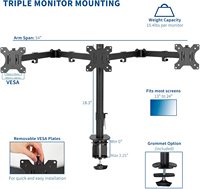 Support de bureau réglable pour deux moniteurs MG, support articulé pour 2 écrans jusqu'à 27 pouces, acier et aluminium de haute qualité en stock