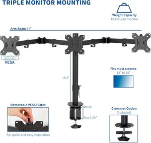 MG Triple Monitor Bàn Có Thể Điều Chỉnh, Đế Có Khớp Nối Giữ 3 Màn Hình Lên Đến 24 Inch - Product Image 2