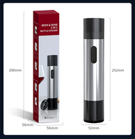 Ouvre-bouteille de vin électrique moderne en métal argenté, sans fil, avec logo personnalisé, nouveau, fonctionne sur piles, tire-bouchon automatique en acier inoxydable