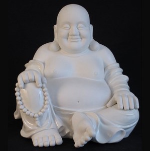 Statua del <span class=keywords><strong>Buddha</strong></span> Ridente in Marmo Bianco Fatta a Mano in Stile Orientale per Uso Interno con Garanzia di 1 Anno - Product Image 2