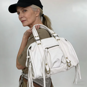 Borsa da Moto Y2K alla Moda <span class=keywords><strong>e</strong></span> Personalizzata per Donna con Nappe <span class=keywords><strong>e</strong></span> Tasche Multiple, Borsa a Mano Retrò <span class=keywords><strong>e</strong></span> Stile Spicy Girl - Product Image 3