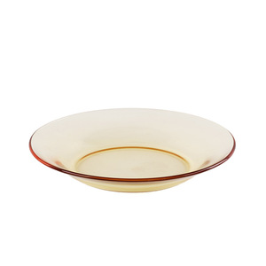 Assiettes à repas ambrées pour la maison Plat en <span class=keywords><strong>verre</strong></span> résistant à la chaleur Four à micro-ondes Lave-vaisselle Réfrigérateur Disponible - Product Image 1