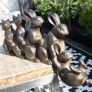 Cuộc Sống đáng yêu kích thước Bronze Bunny tượng tay trong tay thỏ vườn tượng