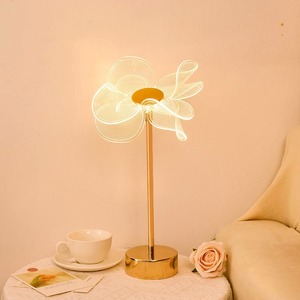 <b>Table</b> Lamp Retro Gold Acrylic Butterfly LED Desk Lamp Hotel Villa Art Decor LED <b>Table</b> Light Living Room Bedside LED Night Lights - Product Image 4