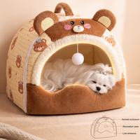 Lit pour chat en peluche fermé, en forme de maison, pour chats d'intérieur, abri pour chatons mignon, nid douillet pour salon, chambre à coucher, maison