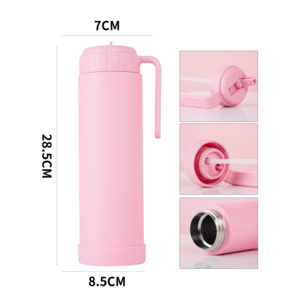 Nouvel Arrivage : <span class=keywords><strong>Gourde</strong></span> Mate en Acier Inoxydable 1000 ml, avec <span class=keywords><strong>Paille</strong></span> Pliable et Base en Silicone Antidérapante - Product Image 2