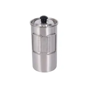 Lightweight 1000ml Stainless Steel Outdoor Cookware Pot Travel Camping French Press Coffee Maker Pot with folding handle