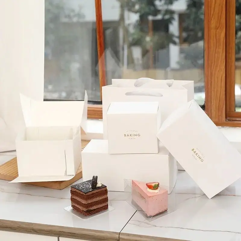 Scatole per imballaggio per torte logo personalizzato, scatola per cupcake e confezione mini scatola per torta, scatola per dolci in confezione di carta con finestra