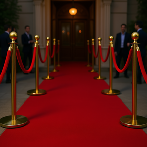 Postes de Acero Inoxidable de 37 Pulgadas de Altura y 5 Pies de Longitud con Diseño de Bola Dorada en la Parte Superior para Control de Multitudes en Bodas - Product Image 2