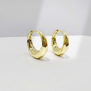 wholesale plata 925 sterling silver Luxury Geometric Hoop earring Everyday Wear women western hip hop zirconia 18k gold earrings - Product Image 5