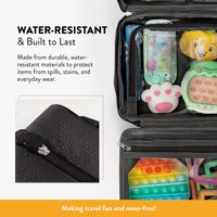 Organisateur de voyage compact pour enfants de couleur noire de qualité supérieure avec poignée de transport et crochet pour jouets, collations et activités