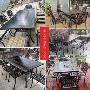 Conjunto de Mesa y Sillas de Aluminio Fundido para Exteriores, Uso en Villas, Patios, Jardines, Balcones, Resistente al Agua y a los Rayos UV, Mesa de Té de Ocio, Combinación Larga - Product Image 3