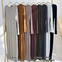 Robe Abaya en coton pour l'Aïd Ramadan, femme musulmane, col rond, manches longues, extensible, anti-rétrécissement, anti-statique