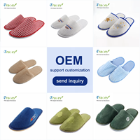 Chaussons d'hôtel OEM personnalisés avec logo, luxe, blancs, pour chambre d'hôtel, spa, invités, en EVA, jetables, en velours corail