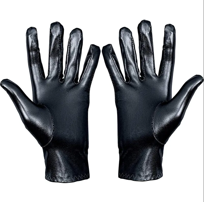 Women Shiny Metallic Spandex Leather Gloves Halloween Cosplay Costume Hand Accessories Middle Length Over Wrist