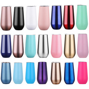 Fábrica 6oz Isolados Stemless Wine Tumbler 12oz Champagne Tumbler Copos Aço Inoxidável Flauta Tumbler com Tampas - Product Image 2