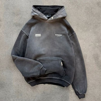 Logo personnalisé Acid Wash Sweat à capuche Boxy Fit recadrée soleil délavé sweat-shirt ras du cou lavage à l'acide soleil délavé sweat à capuche avec fermeture éclair strass