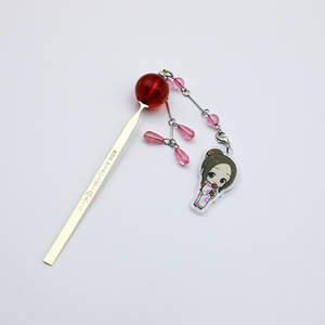Marcapáginas de Metal Personalizado con Cuentas y Etiqueta Acrílica Colgante con Dibujos Animados - Product Image 1